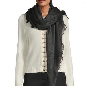 Tory Burch monogram jacquard travel scarf
